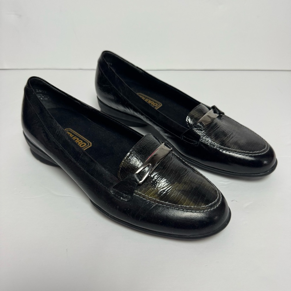 Munro Black Leather Comfort Loafers Size 6.5 Classic Work Shoes